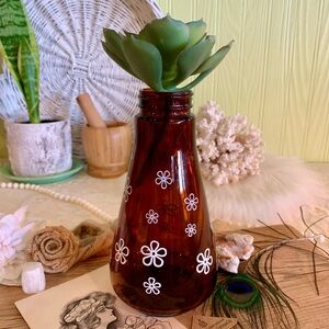 Vintage Glass Syrup Bottle 🤎 Unique Home Decor / Floral / Gift / Vase / Nature